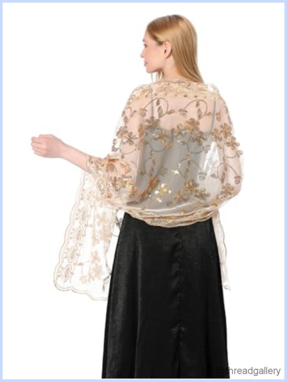 1920s Sequin Fringe Shawl Wrap Scarf Evening Party Cape